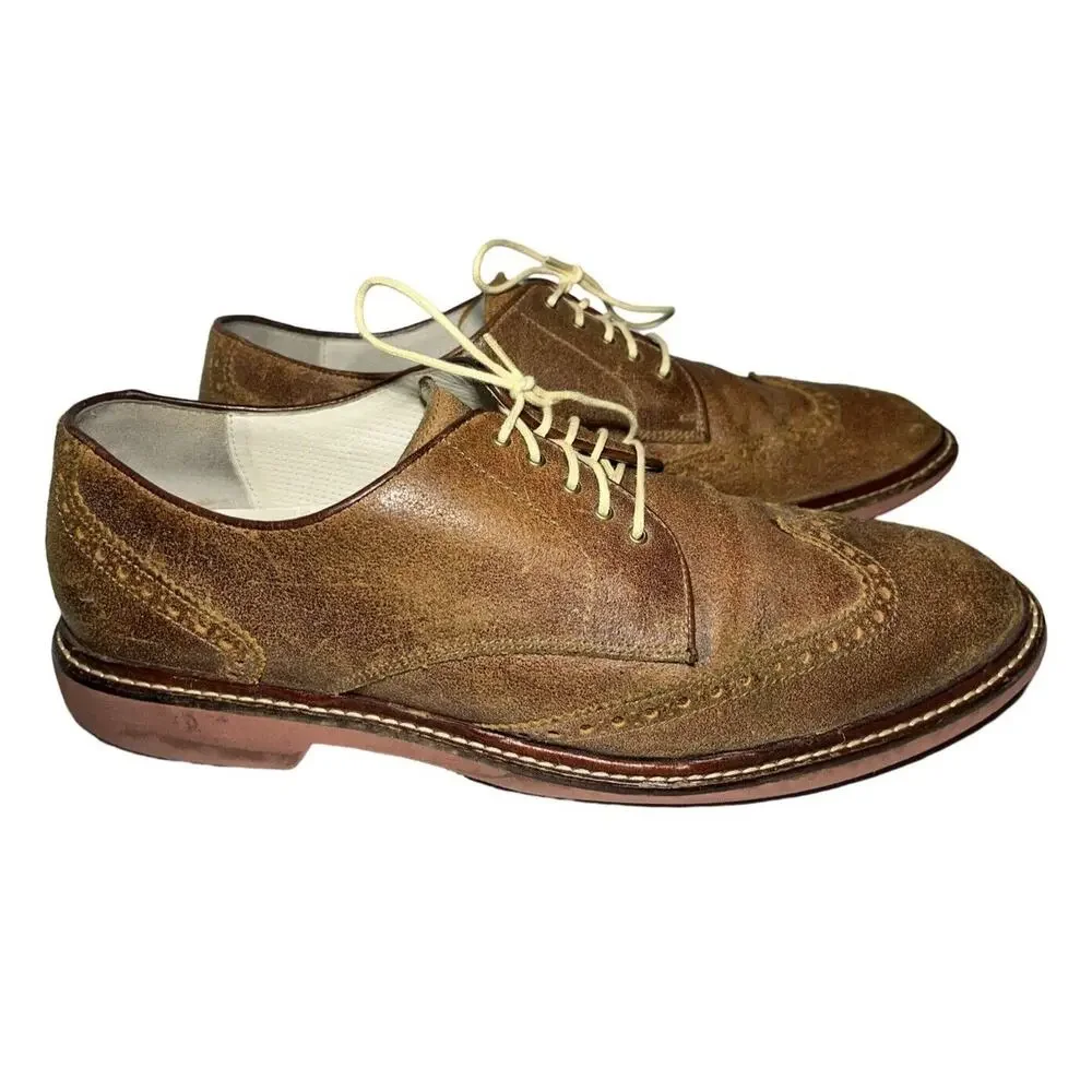 Cole Haan Mens‎ Brown Wingtip Shoes 11 M Oxford Red Rubber Soles C10190